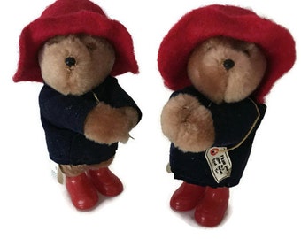 Pair of Mini Paddington Bears Clip on Bears, Made by Eden Toys, 1985, 3.5", Made in Korea
