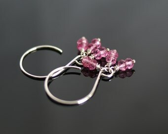 Pink topaz earrings, pink topaz jewelry gift, pink earrings, bridal earrings, Holiday gift, sterling silver French hook ear wires