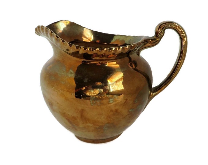 Gray's Pottery Pitcher, Vintage Hand Painted Ceramics, Gold Lustre Ware, British Pottery
