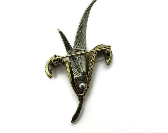 Flower Brooch, Rhinestone Leaf Brooch, Signed "ART" Pin, Gold Tone Brooch, Vintage Jewellery, Gift for Her