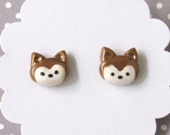 Fox Earrings, Cute Earrings, Bronze Earrings, Hypoallergenic, Fox Stud Earrings, Woodland Animal Earrings , Gift for Her, Nickel Free