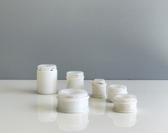 Set of 6 Milk Glass Apothecary Bottles / Milk Glass Medicine Bottles