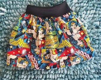Wonder Woman baby toddler girls twirl skirt, wonder woman kids girls twirl skirt, superhero baby toddler kids skirt, wonder woman birthday