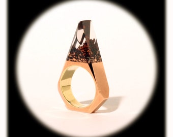 Copper resin faceted ring