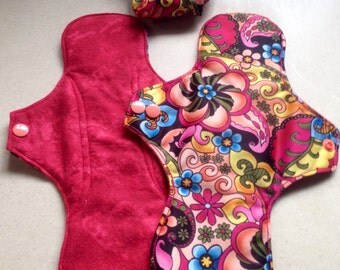 1-11" menstrual heavy pad organic bamboo, hemp and cotton absorbent core fabric sanitary napkins washable and reusable cloth pads
