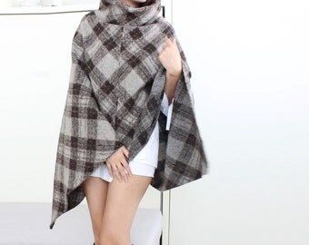 Women ponchos wrap poncho wool poncho women cape gift for her Christmas poncho loose poncho wool cowl neck poncho, fall sale