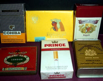 Lot of 12 vintage cigarette & cigar tins/boxes