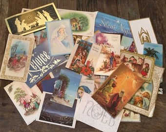 Vintage, Retro, Religious, Christmas, Cards, Holiday, Xmas, Used