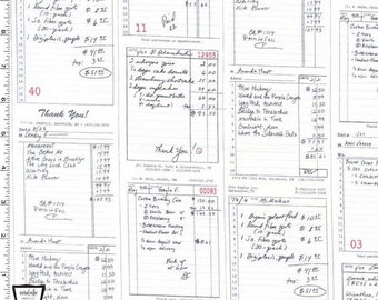 Shop Receipts Fabric in Graphite by Michael Miller Fabrics 100% Cotton - Bake Shop