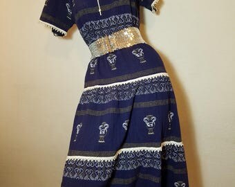 FREE SHIPPING 1960 Peasant Boho Dress