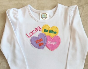 Valentines Shirt Girls, Personalized Valentines Girl Shirt, Monogramed Girls Shirt, Toddler Girls