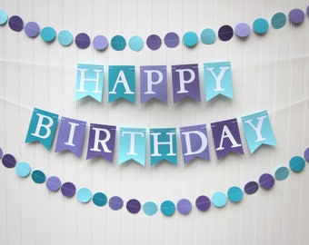 Happy Birthday Banner - Mermaid Party Decoration, Photo Prop ,Kid Birthday, First Birthday, Under the Sea, Girl Banner