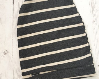 Black and Cream Stripe Slouch Beanie, Adult Beanie, Kids Beanie, Preemie Beanie, Lightweight Beanie, Striped Newborn Hat, Newborn Beanie