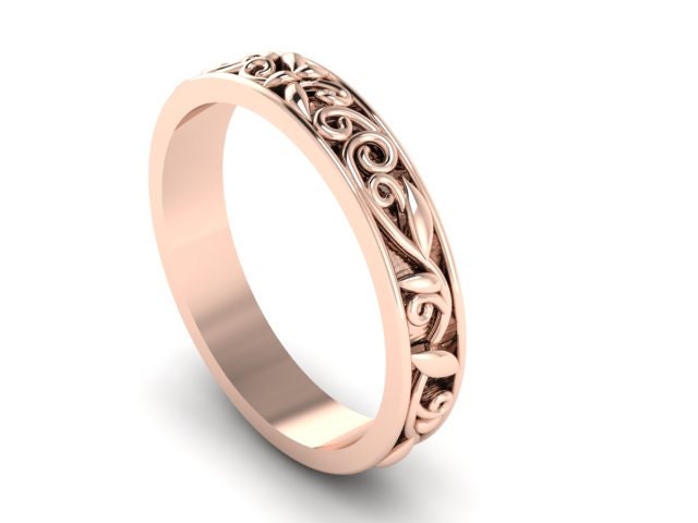 Organic close to natural wedding bands 14k Rose gold Wedding