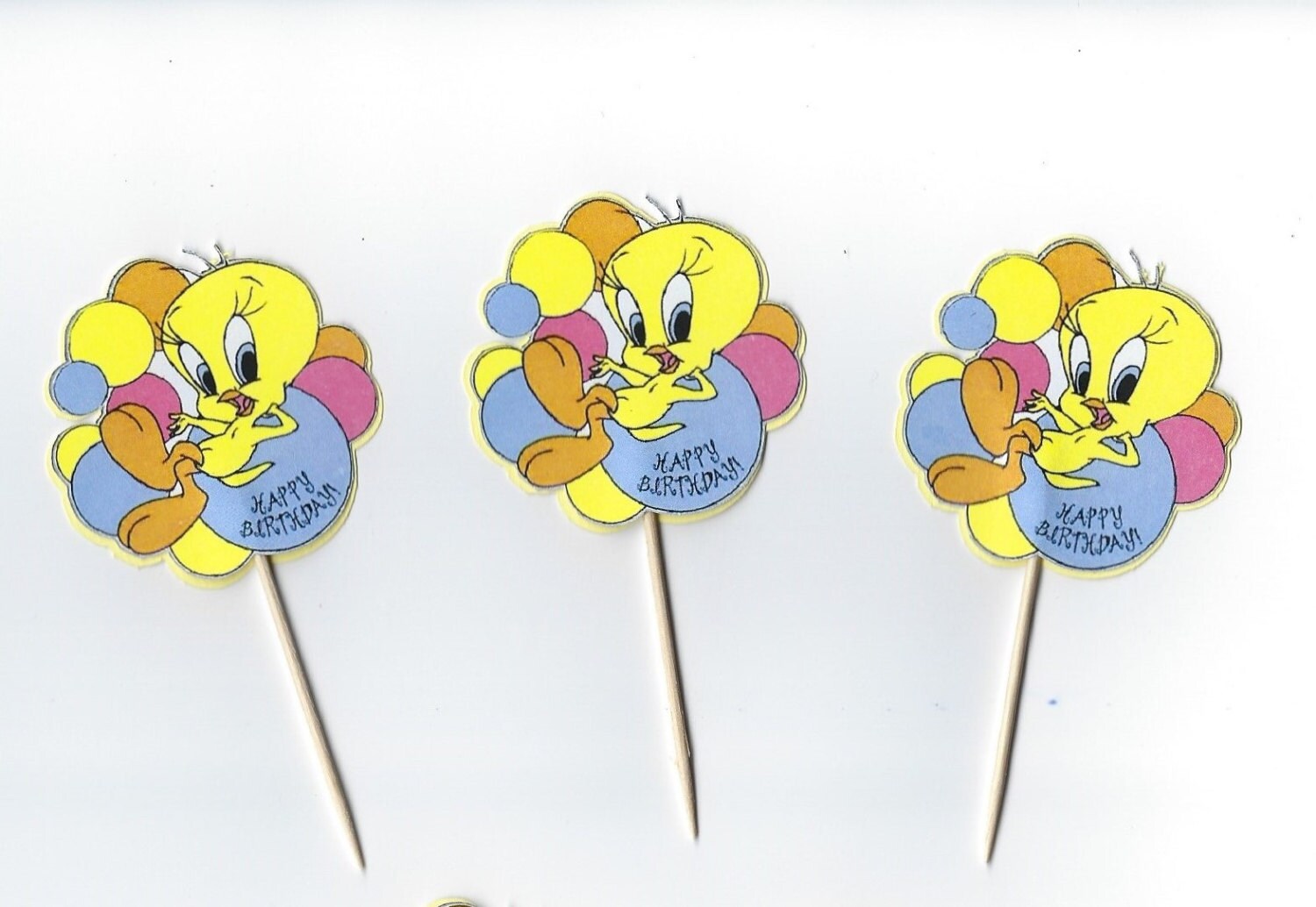 12 Tweety Bird inspiried Cupcake Toppers, Party Picks, Cupcake, Yellow ...