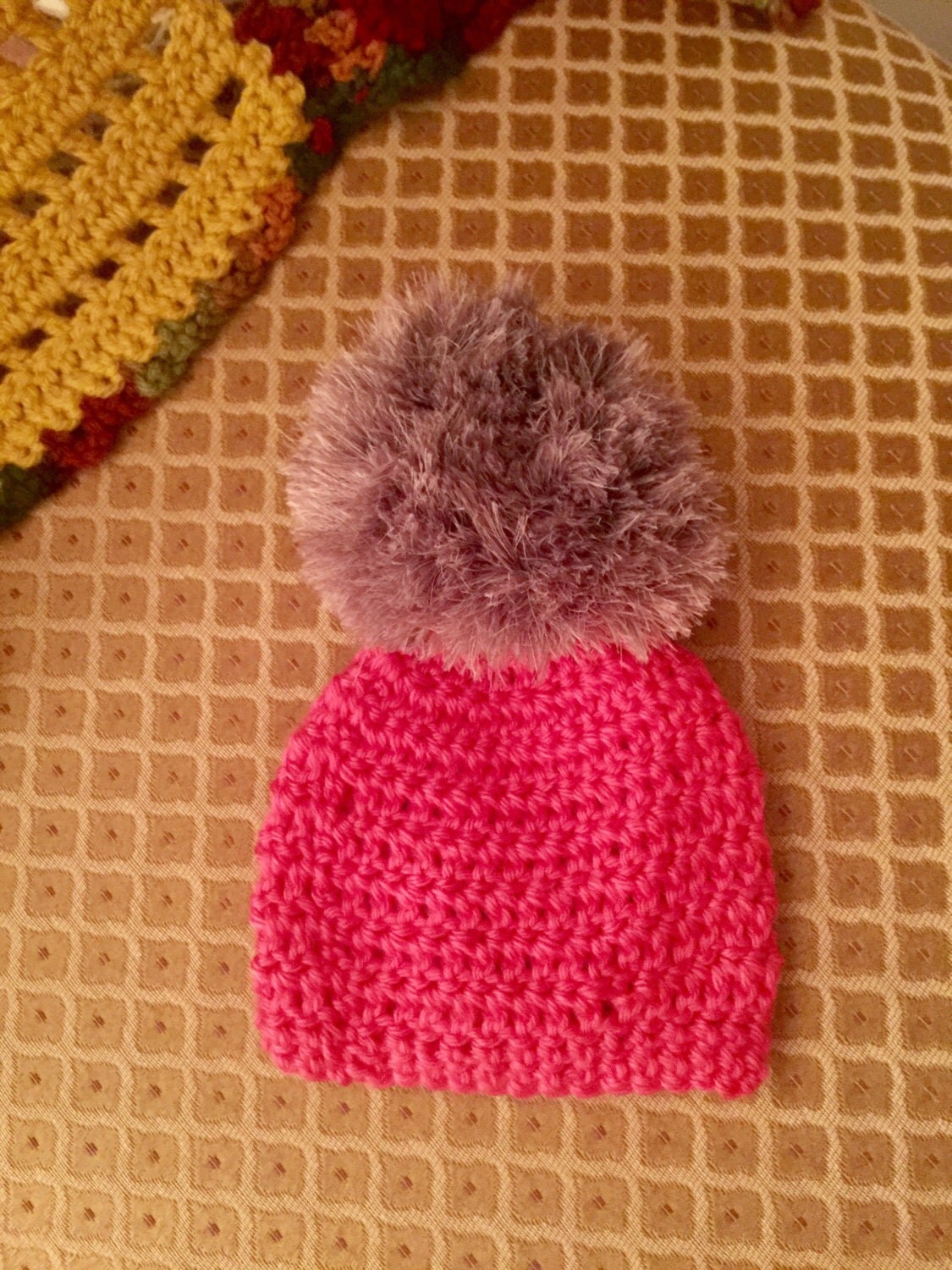 Crochet Faux Fur PomPom Hat