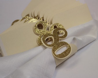 Gold Glitter 80 Napkin Holders, 12pcs, Birthday/Anniversary, Gold Glitter, Table Decor, Handcrafted Party Decor, Party Supplies