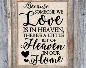 As I Sit In Heaven Burlap Print Rustic Memorial Print In