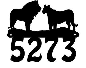 Lion and Lioness Metal Address Sign* House Number Sign* Home Decor* Lion Metal Address Number Plaque *Housewares*Lion & Lioness Address