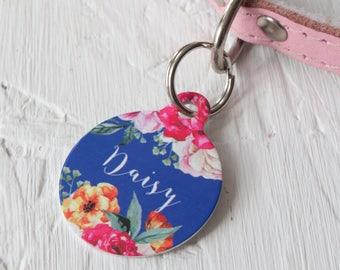 Personalised Rose Bouquet Pet ID Tag - Dog Name Identification