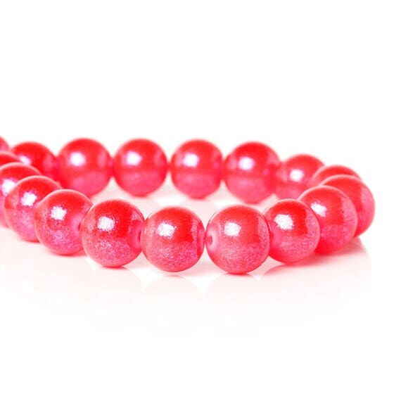 Hot Pink Glass Beads Glitter Bead 10mm Large Spacer Bead Hot