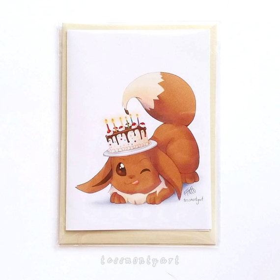 Pokemon Birthday Card Eevee Blank inside