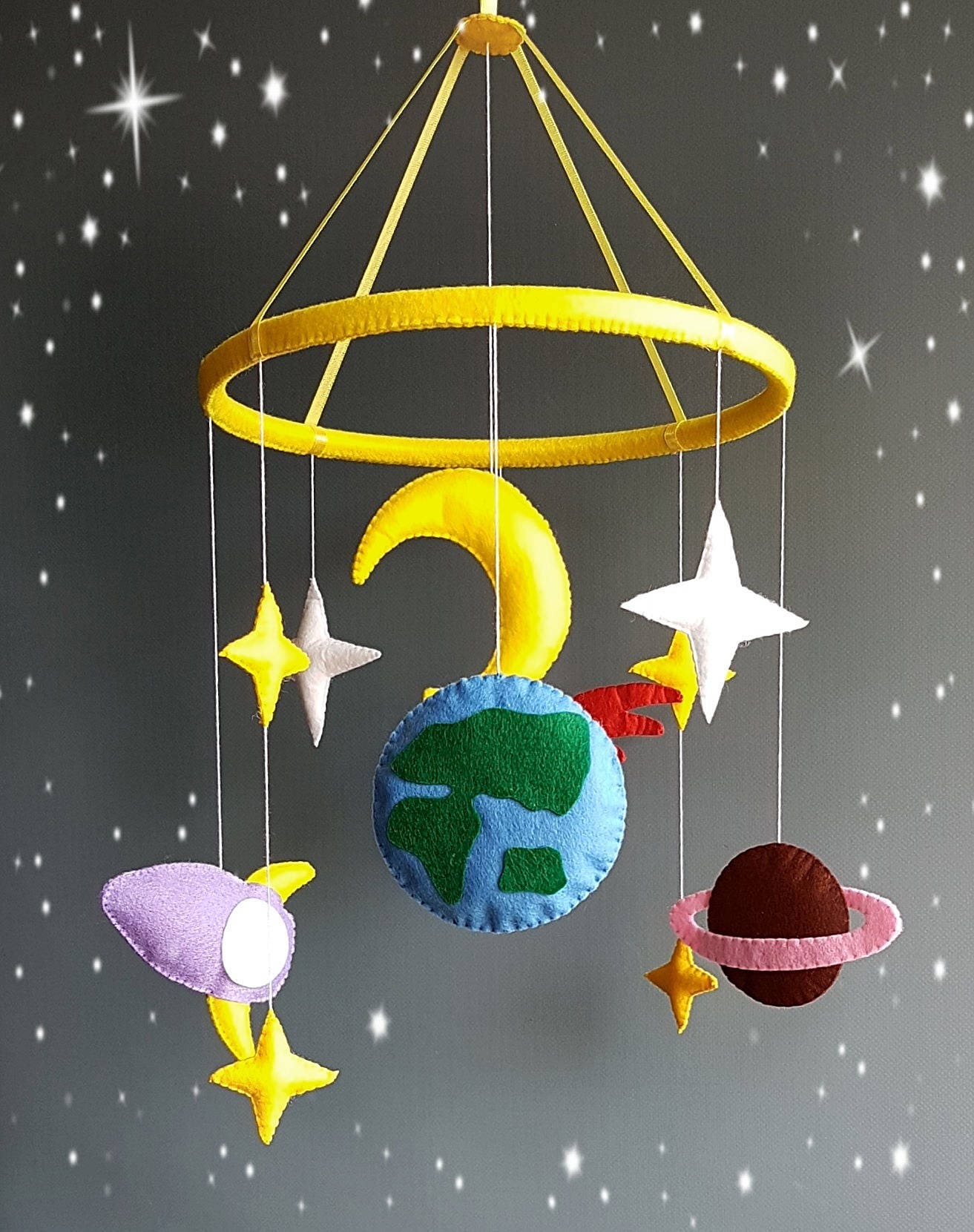 Space Baby Mobile Nursery Mobile Baby Felt Crib Mobile Cot