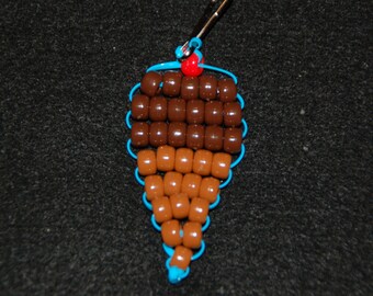Pony beaded ice cream cone key chain with dark cone