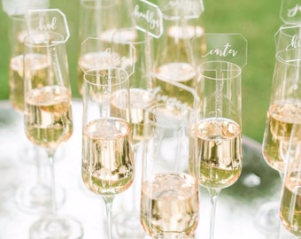 acrylic place cards etched - acrylic drink stirrers - custom laser cut escort cards / place cards