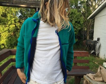 1990s Patagonia Fleece Synchilla Jacket Turquoise Made in USA