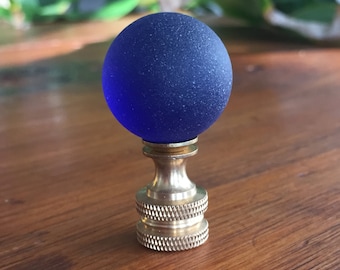 Lamp Finial Cobalt Blue Seaglass Globe Finial