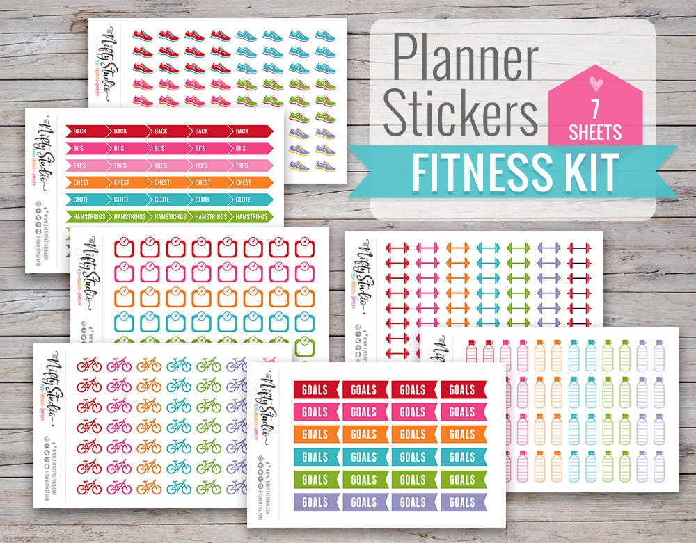 fitness kit of planner stickers bundle of workout stickers