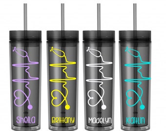 Nurse gift tumbler Nurse Gift, Personalized Cup, Heart nurse, Nurse Appreciation, Stethoscope RN, LPN, NP Tumbler, Nurse Cup