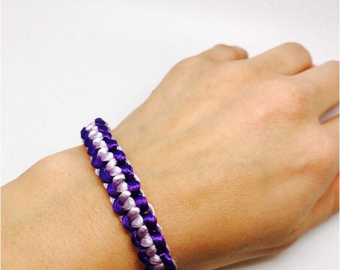 Purple macrame bracelet, purple satin bracelet, purple macrame jewelry, satin cord bracelet, satin jewelry, violet bracelet, macrame