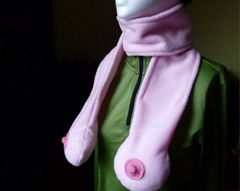 PINK Boob Scarf. Funny Valentines Gift, Breast cancer Awareness, Regular or Big Boobs Size. Gag Gift Dirty Santa gift Naughty White Elephant