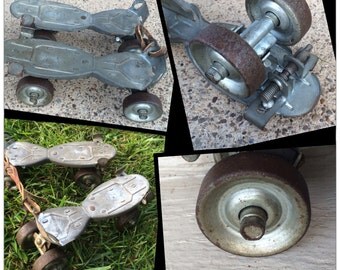 Hustler Speed King metal skates/toys/recreation/sterling illinois/leather/wheels/bearings