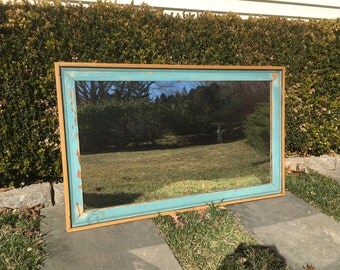 Rustic Mirror, Large Mirror, Blue Mirror