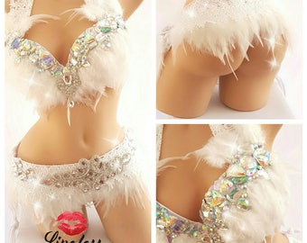 Sexy White Angel Costume, Sexy White Indian, Snow Angel, Ice Princess, White Rave Outfit, Feather Angel