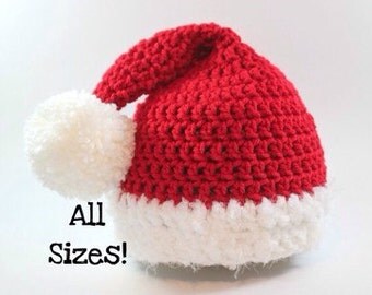Santa Hat- Baby Santa Hat- Beard Hat- Toddler Santa Hat- Kids Hats- Adult Santa Hat- Christmas Hat- Newborn Photo Props- Christmas Pajamas