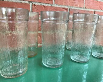 Vintage Set of 12 Twelve Kerr Tree Bark Drinking Glasses
