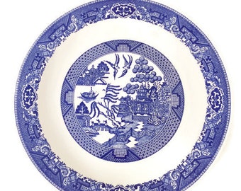 Large Willow Ware Blue and White Plate Platter