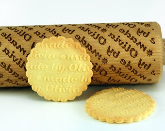 PERSONALIZED embossing rolling pin, made by pattern, custom rolling pin, engraved rolling pin with name, embossed wooden rolling pin