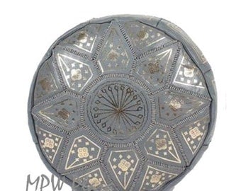 Golden Fez Moroccan Leather Pouf/Ottoman