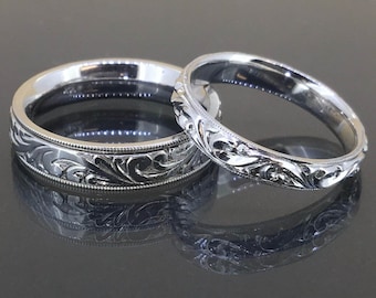antique 14k white gold his her victorian engraved comfort ft wedding rings bands - His Hers Wedding Rings antique 14k white gold his her victorian engraved comfort ft wedding rings bands - His Hers Wedding Rings
