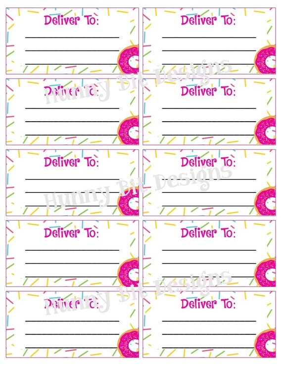 Donut Sprinkles Birthday Party "Deliver To" Address Labels, Tags