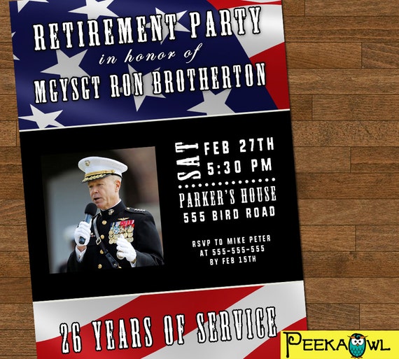 Printable Military Retirement Party Invitation card Military