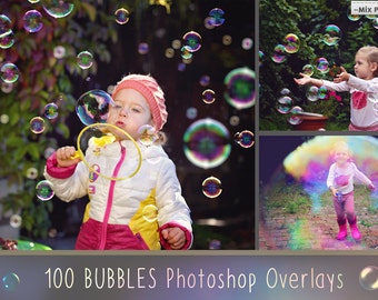 100 Bubbles Photoshop Overlays, Soap Bubbles Overlay, PNG Bubbles, Realistic Soap bubble Photo effect, digital bacdrop, bubble backdrop