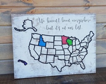 USA Map Travel Tracker - Colorable Wooden USA Map - USA Map Wall Art - United States of America Travel Map - Fathers Day Gift - Bucket List