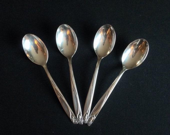 Storewide 25% Off SALE Beautiful Set of Four Vintage International Silver Company Silver Plate Teaspoons In 1962's Anniversary Rose Floral P