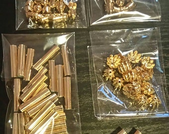 Set of 100 caps bead caps gold tubes
